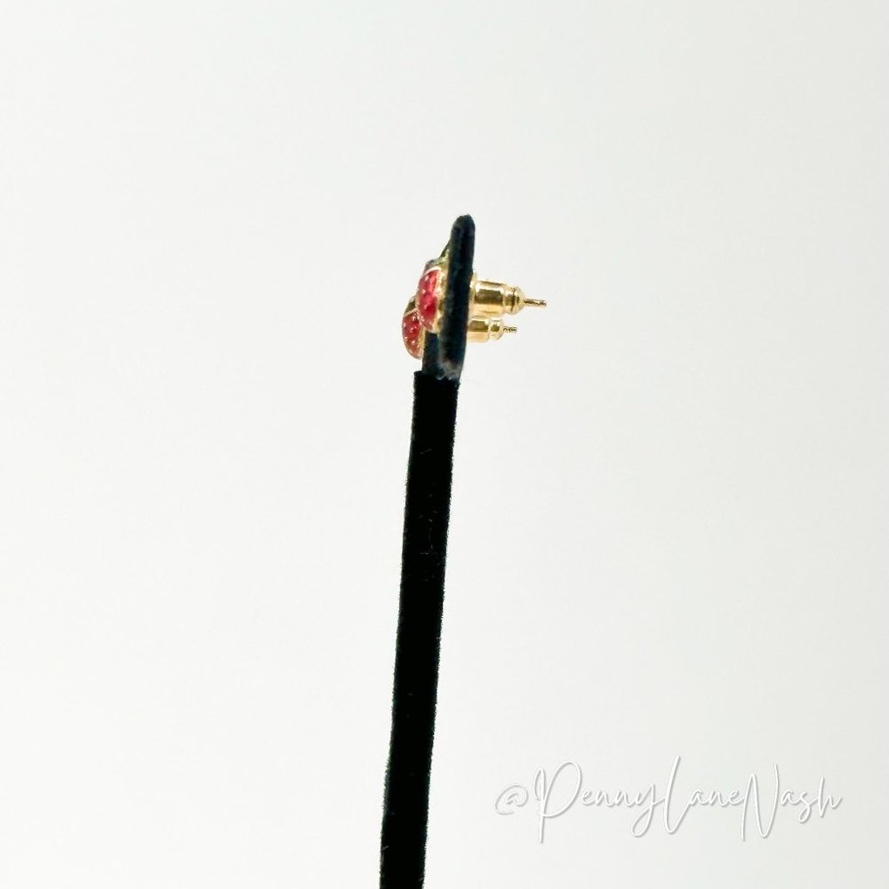 Vintage Red Mini Ladybug Earrings - Picture 7 of 7